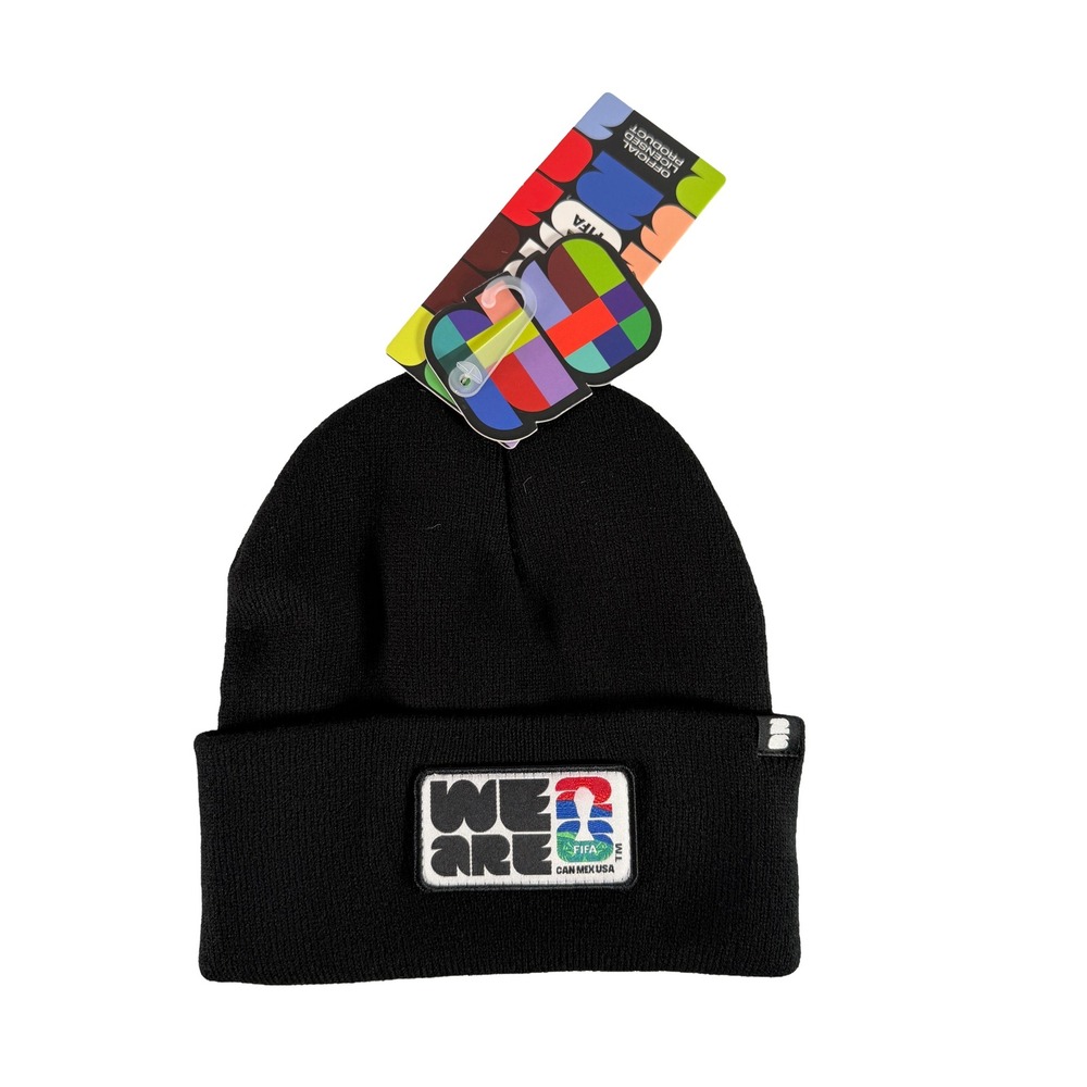FIFA World Cup 2026 Knit Beanie Hat Black We Are 26 Patch Embroidered NWT